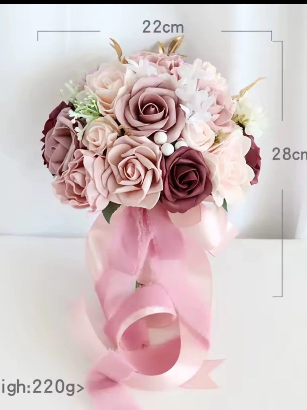 Romantic Blush Artificial Rose Bouquet -